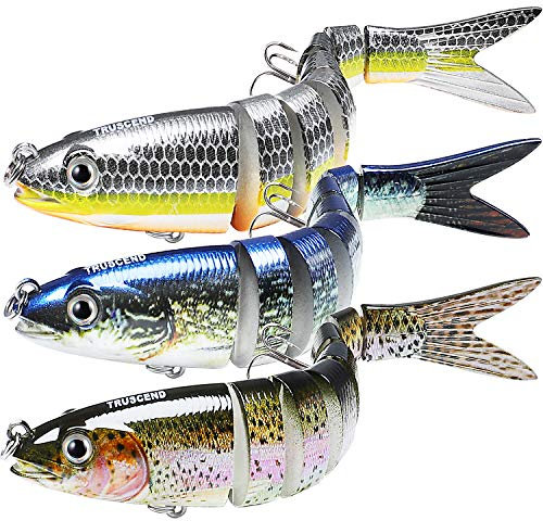 Truscend Multi Jointed Swimbaits Slow Sinking Bionic Swimming Lures Kit for Trout, Freshwater & Saltwater Bass