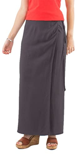 Coline - Jupe Longue Portefeuille Unie - Couleur : Taupe - Taille Unique