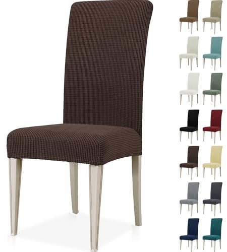 Ystyle Stretch Stuhlhussen 2er Set, Stuhlbezug Elastisch Abnehmbarer Waschbarer, Universal Hussen Für Stühle, Stuhlbezüge Chair Cover Für Hotel Bankett Küche Restaurant Hochzeit Party, Kaffee