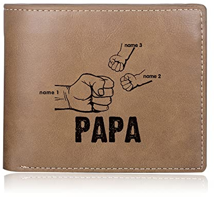 Jeweidea Geldbörse Herren Klein Personalisierte Geldbörse Herren mit Foto Fauststoß Portmonee Herren PU-Leder Geschenk für Papa/Freund/Ehemann Weihnachten Vatertag Personalisierte Geschenke
