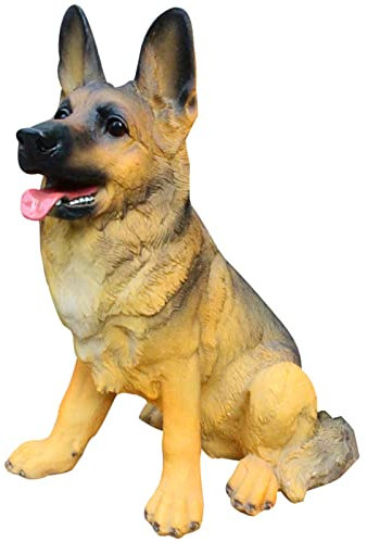 PUPAYA Gartendeko Hund, Simulation Deutscher Schäferhund Figur Deko für Draußen Garten Skulptur aus Polyresin