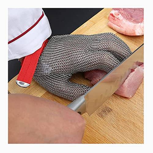 Schnittschutzhandschuhe aus Metall, Kettenhemdhandschuhe, stichsichere Arbeitshandschuhe zum Schneiden von Kleidung, verstellbare Handschlaufe (Größe: 1 Stück/XL)