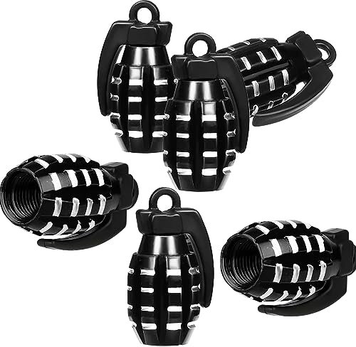 ZEACCT Tire Valve Stem Cap, 6Pcs Grenade Shape Aluminium Dust Caps, Universal Fit for Bicycle, Passenger Car, Motorbike