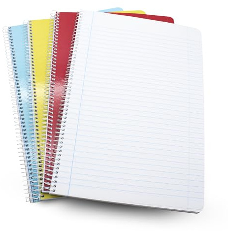 DOJA Barcelona | Cahier Ligné A4 | Lot de 4 Cahier Spirale A4 | Couverture Souple | 10 Couleurs Aléatoires | 297x210mm | 80 Feuille Ligne Horizontale 8mm | pour Carnet de Notes, Cahier Ecriture..
