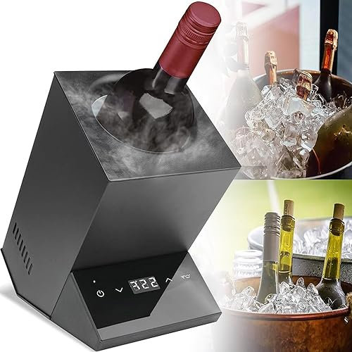 Wine Chiller Electric Wine Cooler Bucket Single Bottle for 750ml Wine or Champagne Iceless Wine Chiller Touch Screen Temperature Controls Kitchen RV Bar Wine Accessory, Gift for Wine Lovers,Black