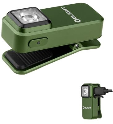 OLIGHT Oclip Mini LED Taschenlampe mit Rotes Licht, 300LM helle USB-C Aufladbare Flashlight, IPX5 Clip Lampe und 1,5m Fallschutz kleine Blinklicht für Camping und Sicherheitswarnungen(OD Green).