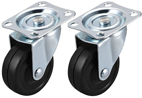 BULINO Ruote Girevoli Girevoli for Mobili,Ruote Girevoli Girevoli in Gomma da 2,5 con Piastra Superiore a 360 Gradi capacità 88LBS for Banco da Lavoro Carrelli for Mobili, Nero, Confezione da 2