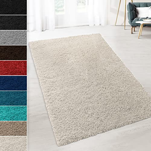Floordirekt Alfombra Shaggy Prestige | disponible en muchos colores y tamaños, resistente y fácil de limpiar, alfombra mullida de pelo largo de clase extra (marfil, 80 x 150 cm)