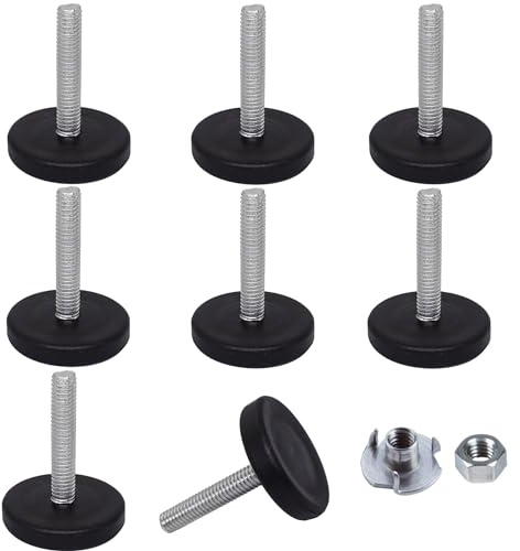 SKIR'CO 8 patas niveladoras de muebles M6 x 30 mm, patas redondas ajustables de 30 mm de diámetro, pie nivelador de rosca M6 (puntas incluidas)