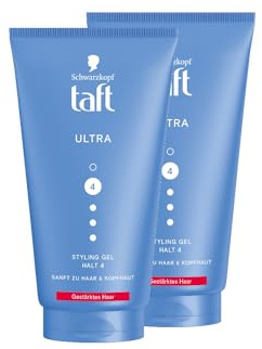 Schwarzkopf TAFT Gel Ultra Styling (2x 150ml), Haargel für gestärktes Haar mit ultrastarkem Halt, sanft zu Haar und Kopfhaut, veganes, Haarstyling-Gel