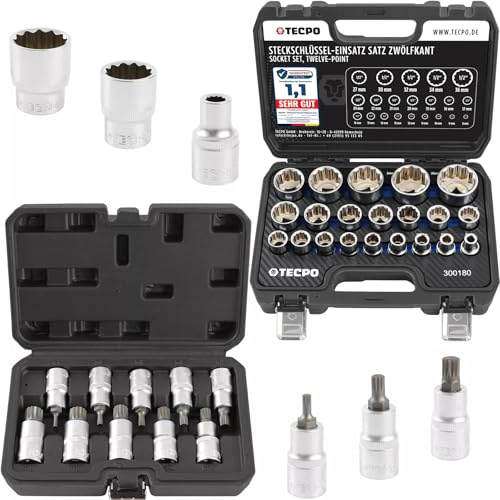 TECPO Steckschlüssel Satz 1/2 Innen Vielzahn M4-M18 + Steckschlüssel-Set 8-36mm