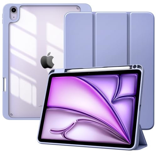 TiMOVO Hülle für iPad Air 11 Zoll (M3/M2-2025/2024), iPad Air 5/4 Hülle (2022/2020) 10,9, Schutzhülle mit Stifthalter, Schlank Ständer Schutzhülle mit Klar Rückseite, Lavendel Violett