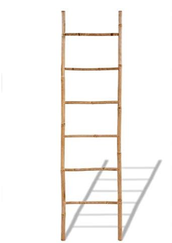 HoitoDeals 1Pcs 190cm Bamboo Blanket Towel Ladder with 6 Rungs Rack For Home Decor Shelf, Clothes Holder Stand Linen Railing Hanger