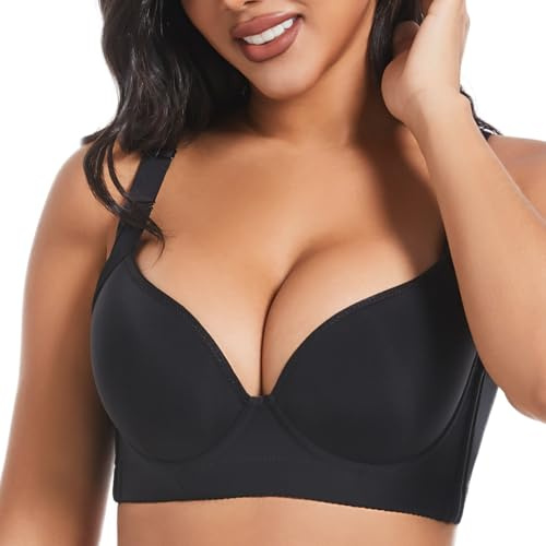 Akvala Padded Bras for Women Push Up Bra Seamless Comfort Underwire Bra Everyday Bras (Black 46B)