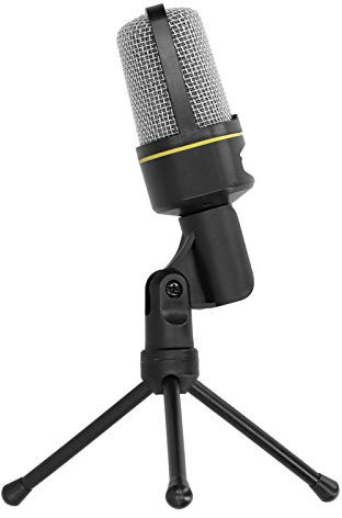 Condenser Microphone, Studio Microphone Kit with Stand Omnidirectional with Tripod for Computer Recording, Podcast, Skype, PVC Cable, ABS, Black (Black)