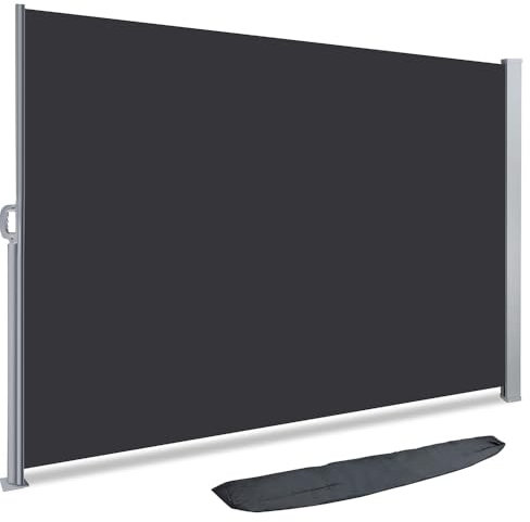 VOUNOT Side Awning Retractable, Outdoor Privacy Screen for Garden, Balcony, Terrace, 180 x 300 cm, Anthracite