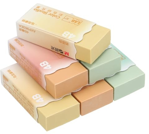 M&G 6er Pack Radiergummis, Radiergummis Großer Radiergummi Niedlicher Weicher Block Leicht zu Reinigen Langlebig in Großpackung für 2B 4B Bleistift Lehrer Stempel, 3 Pastellfarben