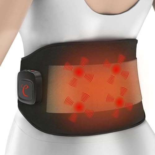 Comfytemp Infrarot Wärmegürtel Rücken Massagegerät mit Akku,10 Wärmestufen 5 Vibrationmoden Kontrolle per Knopfdruck und App, 27X155cm Groß Kabellos Heizgürtel Abschaltautomatik Rückenwärmer XXL