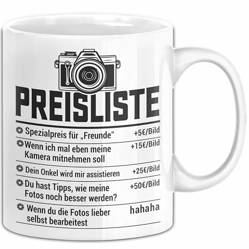 Fotograf Tasse Geschenk Preisliste Geschenkidee Fotografie Geschenke (Weiß)