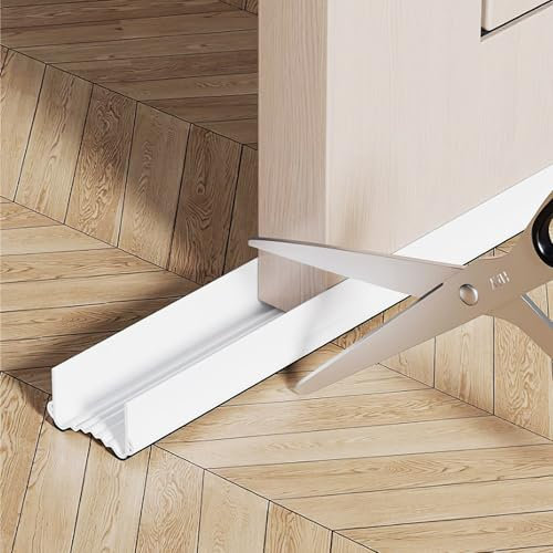 Silikon Türdichtung Weiß, 100cm Schallschutz Türdichtung Unten Selbstklebend für Türen 3.5-5.5CM Dicken - Kann Frei Geschnitten Werden, Zugluftstopper für Türen Als Schallschutz, Kälteschutz