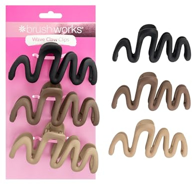 Brushworks Wave Claw Clips - 3 Pack