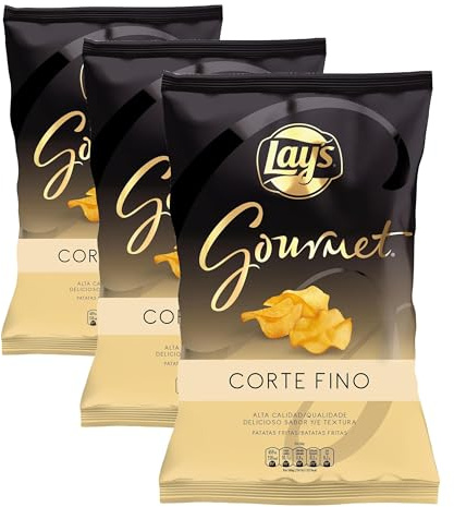 Lay's Gourmet, Patatas fritas de corte fino de alta calidad, Producto de Aperitivo, bolsa individual, 150gr (Paquete de 3)