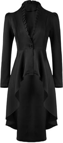 YOSUWOAI Veste longue frack victorienne pour femme, style gothique, steampunk, jupe médiévale, carnaval, cosplay, uniforme, vintage, club, fête, blazer de rave, O Noir., XL