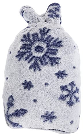 SKISUNO Wärmflasche Bezug Blau Mit Schneeflocken Muster Weicher Plüschbezug Flauschiger Handwärmer Schutzbezug Waschbar Für Lang Anhaltende Wärme Und Schonung Der Wärmflasche