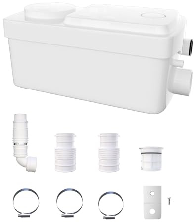 HOCANFLO 300W Broyeur sanitaire Pompe à déchets silencieuse, Pompe de relevage Douche équipée de 2 entrées 1 sortie, FLO-300 Pro