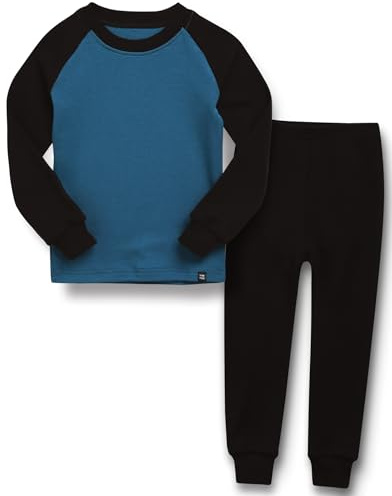 Vaenait Baby Infant Toddler Kids Boys Girls Sleepwear Pyjamas 2pcs Set Modalraglan Black&Peacockblue XS