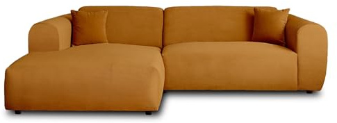 Lisa Design Aumance – Ecksofa Links 4-Sitzer – aus Cord Rostfarben