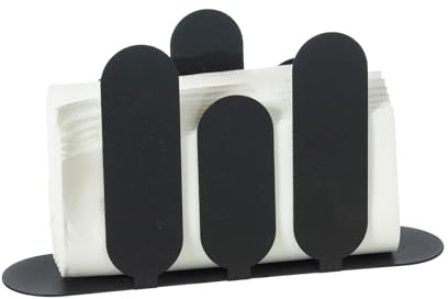 Arti & Mestieri Park - Portatovaglioli verticale di Design 100% Made in Italy - in Ferro, 24x6x13h cm (Nero)