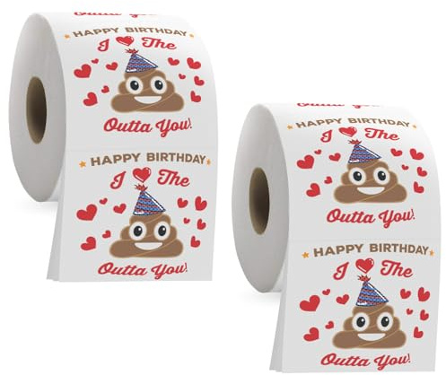 2 Rolls of Toilet Paper with Poop Pattern - Birthday for Men and Women, Funny Creative Gift, Geburtstag lustiges Toilettenpapier für den besten Streich,Funny Decoration for the Bathroom