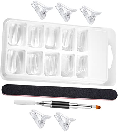 VALICLUD Kit de Moules pour Extensions Ongles avec Clips Cristal Outils de Manucure Professionnelle et Gabarits Artistiques pour Ongles