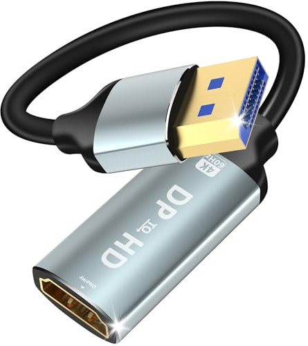 Displayport to HD Adapter, Dp Male to Hd Female Converter 4K Display Connector Uni-Directional DP 1.2 Computer to HD 2.0 Screen SR Anti-Break, No Latch for Lenovo, Dell, Asus, etc