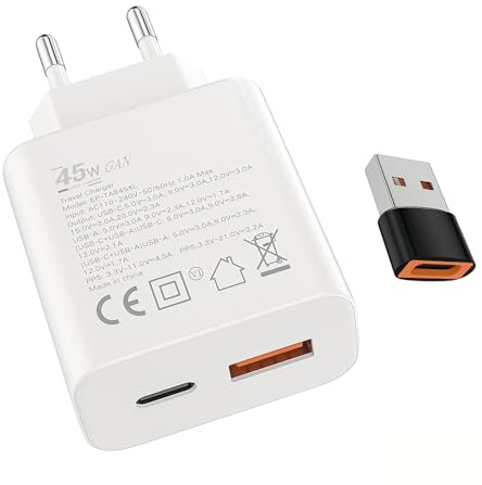 45W USB C Caricabatterie veloce,Adattatore,Alimentazione,Per:Samsung Galaxy | Samsung ：S26/S25/S24/S23/S22/S21/S20/S10/S10+/S10e/S9/S9+/S8/S8+/A56/A55/A54/A53/A52 /A51/A36/A35/A34/A16/A15/Caricabatterie