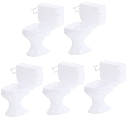 Abaodam 5pcs Miniature Bathroom Toilet Furniture for Dollhouses Realistic White Potty Decoration Fairy House Play for Pretend Play and DIY Display