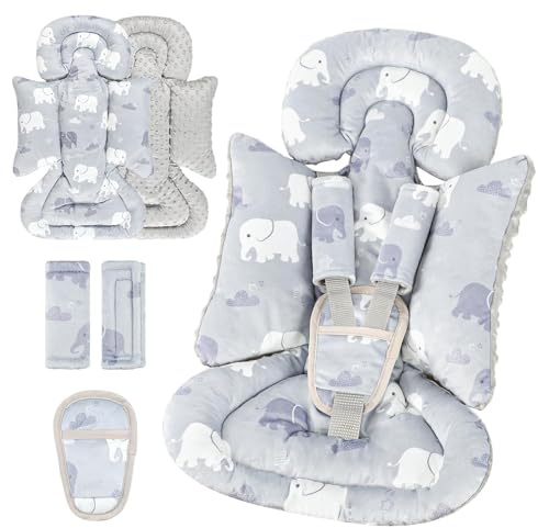 TANOFAR Car Seat Head Support Baby - Infant Car Seat Insert for Newborn Girls Boys - Soft Carseat Head Support for Infant - Newborn Carseat Insert for Car Seats, Strollers, Swings, Bouncer (Elephant)