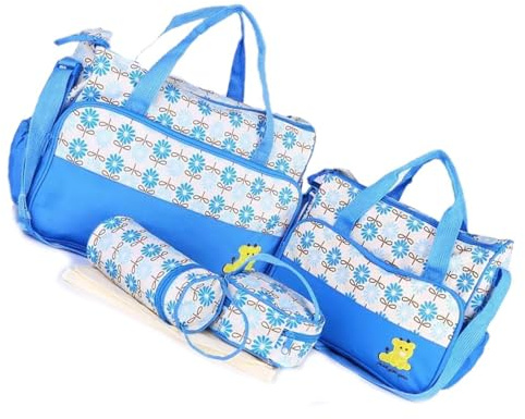 Baby-Wickeltasche mit Unterlage, großes Fassungsvermögen und einfacher Transport für Mutter und Baby, 5 Stück/Set, Wickeltasche mit großer Kapazität
