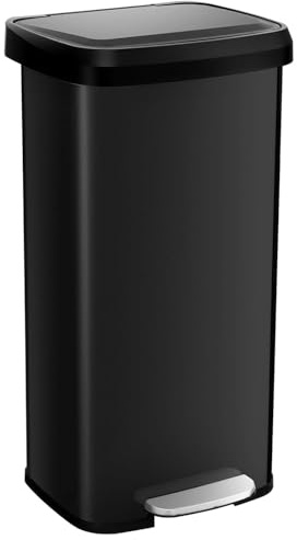 GOPLUS 68 L Cubo de Basura con Pedal de Acero Inoxidable, Cubo Basura Vertical con Tapa de Cierre Suave, Compartimento Ambientador, para Sala de Estar, Oficina, Baño (Negro)