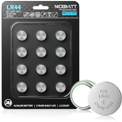 LR44 Batteries 60 Pack, AG13 L1154F 357 303 SR44 A76 Premium Alkaline 1.5V Button Coin Cell Battery
