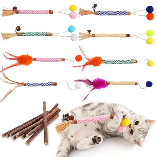 GSrenyu 18 Pcs Catnip Toys Silvervine Chew Sticks For Cats, Natural Dental Interactive Catnip Sticks For Cats Teeth Cleaning, Stress Release