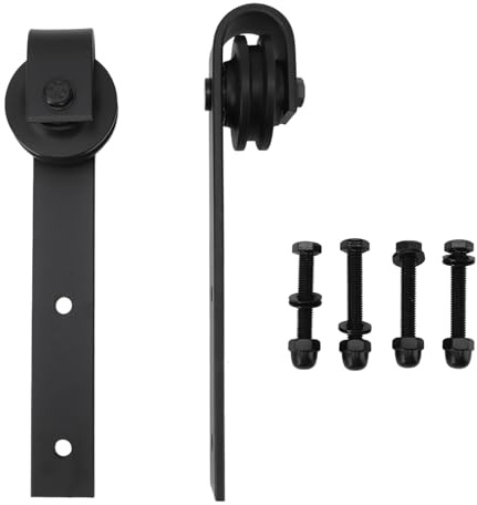 Heavy Duty Sliding Barn Door Hardware Kit Premium Carbon Steel Door Sliding Rollers Hanging Rail Pulley Set Ultra Smooth Operation for Bedroom Study Living Room 150kg Weight (Black)
