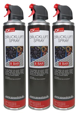SDV Chemie Druckluftspray 3x 600ml Air Duster Druckluftreiniger | Pressluft, Compressed Gas