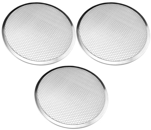IMUSINICE 3 Piezas Bandejas para Hornear Pizza de Aluminio Perforado, Redondas 8 Pulgadas, Rejilla Multifuncional para Horno, Molde Resistente y Bandeja de Cocina para Pizzas y Pasteles