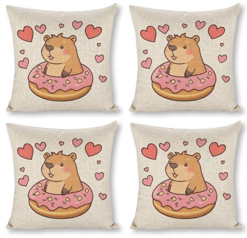 Beaver Donut Dessert Soft Throw Pillow Case Covers Decorative Linen Cushion Pillowcase