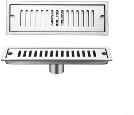 Mixabloem Siphon de douche linéaire en acier inoxydable 304 avec filtre, drain de sol rectangulaire pour salle de bain, cuisine, garage, drainage rapide anti-obstruction (20-50 cm (20-50 cm (20-50 cm