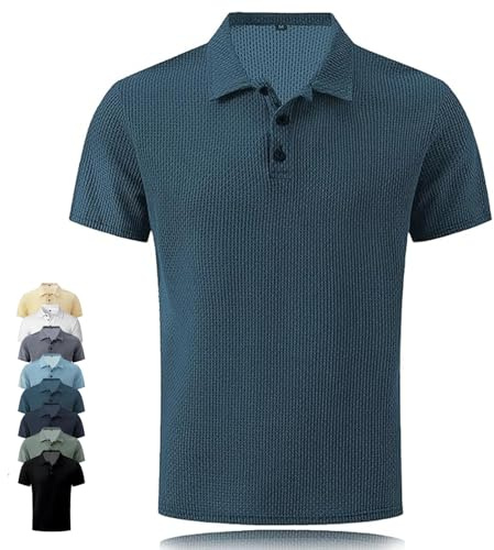 Breeze Polo Camisas para Hombres Cerveza Vientre Wearbreeze Manga Corta con Cuello Texturizado Casual Camisa de Golf de Secado rápido Estiramiento no Hierro Antiarrugas Camisa
