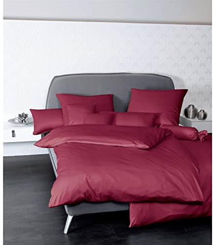Janine Kissenbezug Mako Satin Nackenrolle Uni Colors Ø 15 x 40 cm Bordeaux