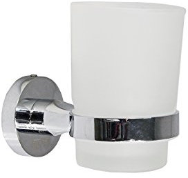 Bicchiere Porta spazzolino da Muro in Acciaio e Vetro Fissaggio con Viti o Senza Viti con Mastice Colla arredo Bagno 58761 B10